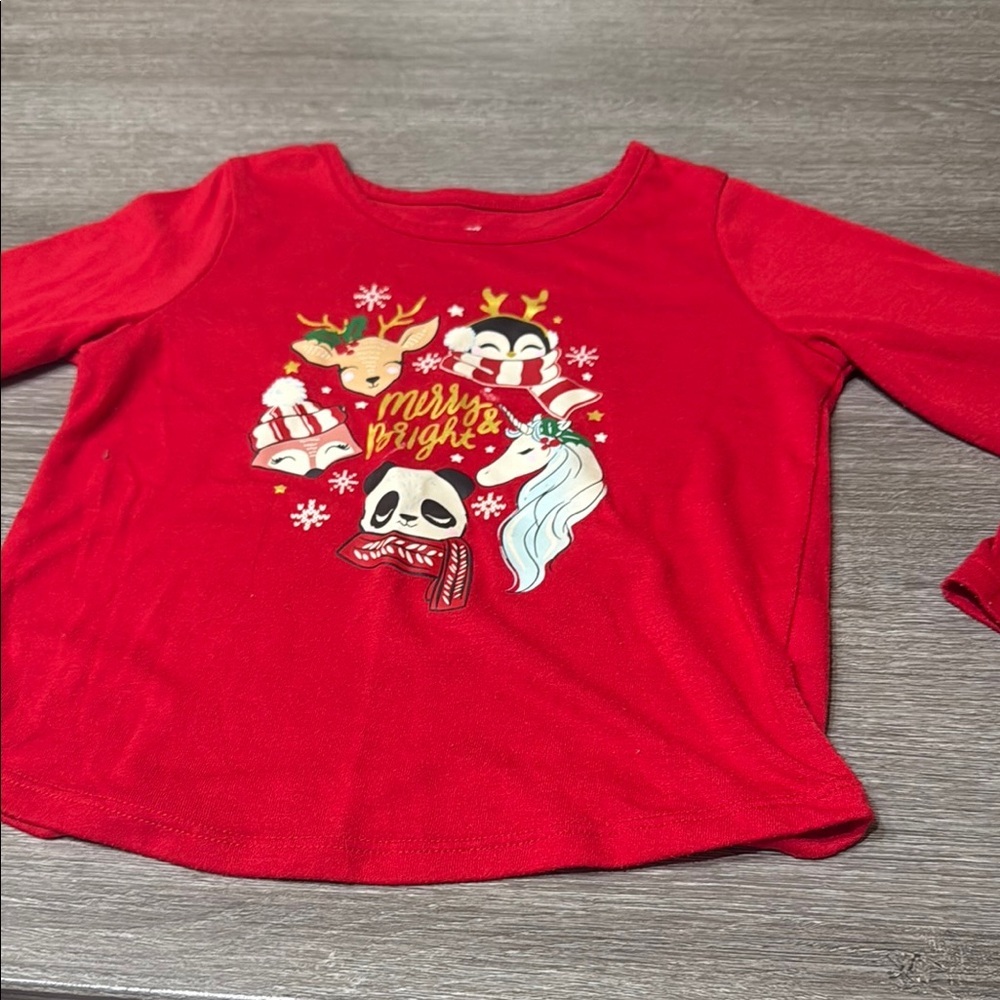 Holiday Time Red Long Sleeve Tee with Festive Graphic